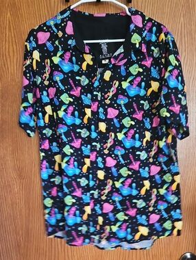 Mens Mushroom Neon Button Up Shirt Spencers NWT
